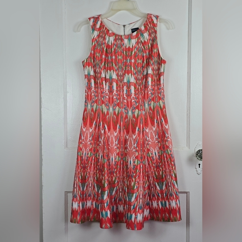 Gabby Skye Coral Pink Fit and Flare Dress Size Like New 4